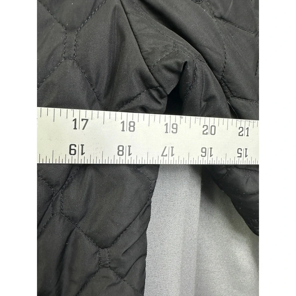 Eddie Bauer Women Black Diamond Quilted Full Zip Jacket Coat Mock Neck Pockets L